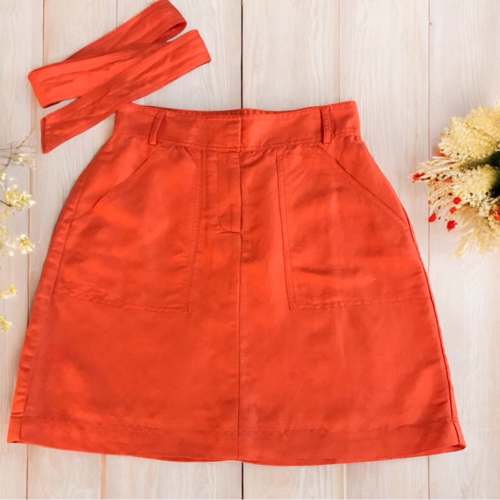 ANN TAYLOR Linen blend Belted Utility Mini Skirt